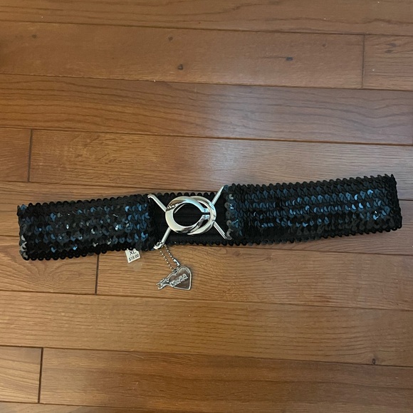 Black sequin belt, very stretchy size extra large by mudd - Picture 2 of 4